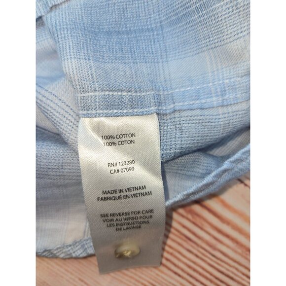 Travis Mathew Mens Blue Plaid Shirt Medium Lightweight Short Sleeve - Picture 5 of 7